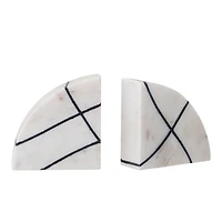 Hello Honey® 6" White & Black Marble Bookends Set