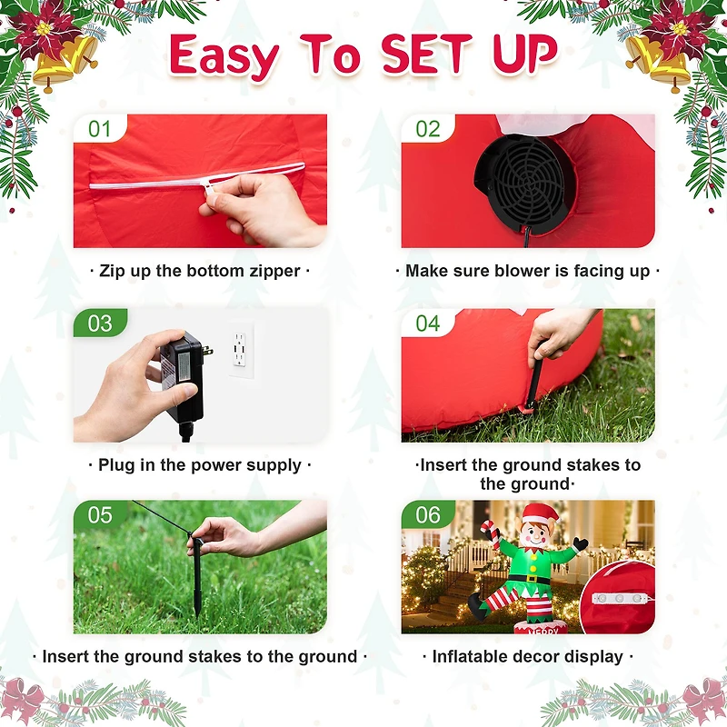 Glitzhome® 6ft. Light-Up Inflatable Rotating Elf Décor