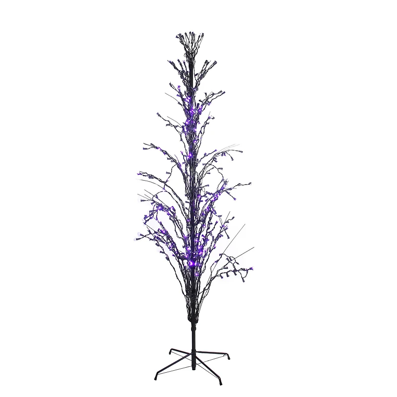 6ft. Pre-Lit Black Cascade Outdoor Halloween Twig Tree