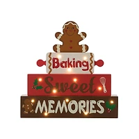 Glitzhome® 12" Lighted Wooden Christmas Gingerbread Man Block Table Décor