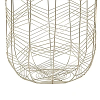 CosmoLiving by Cosmopolitan Silver Metal Storage Basket with Faux Leather Handles Set of 3 16", 14", 12"