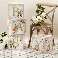 Kate Aspen Pink Woodland Baby Block Box Set, 4ct.