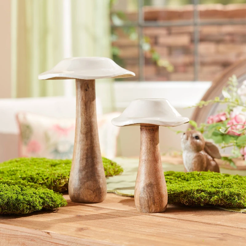 Wood Mushroom Décor Set