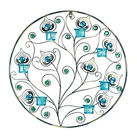 23'' Peacock Plumes Circular Candle Wall Sconce