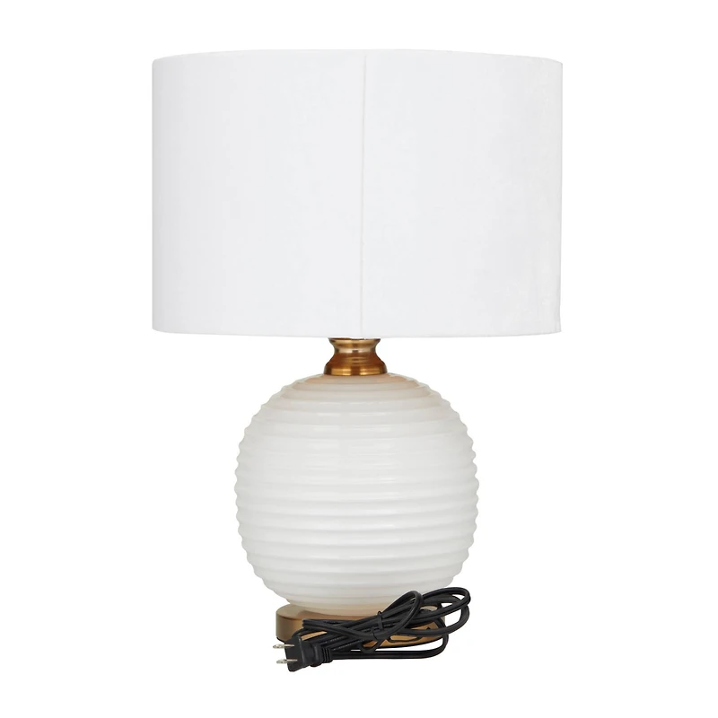 White Glass Modern Accent Lamp, 13" x 13" x 19"