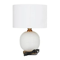 White Glass Modern Accent Lamp, 13" x 13" x 19"