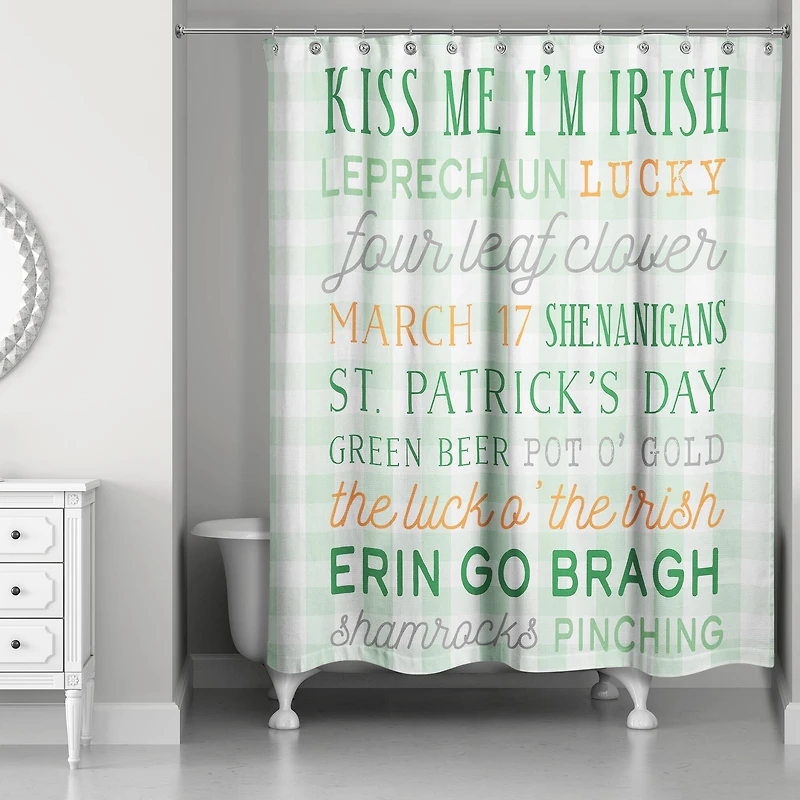St Pat Words Buffalo Check Shower Curtain 71" x 74" Shower Curtain