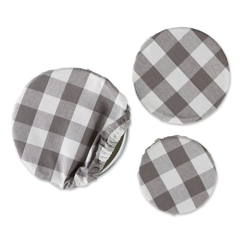 DII® Assorted Gray Buffalo Check Woven Dish Cover Set