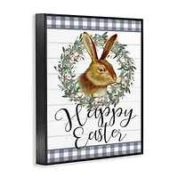 Stupell Industries Easter Bunny Wreath Phrase Framed Giclee Art