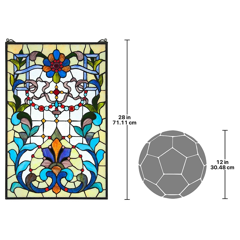 Design Toscano 28" Bonifacio Tiffany-Style Stained Glass Window Hanging Décor  
