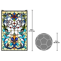 Design Toscano 28" Bonifacio Tiffany-Style Stained Glass Window Hanging Décor  