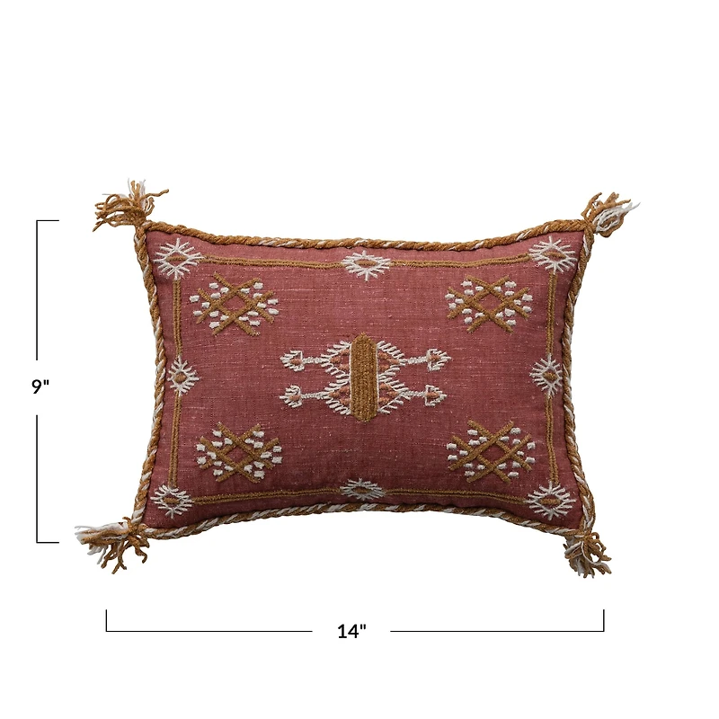 Hello Honey® Embroidered Rust & Orange Lumbar Pillow with Tassels