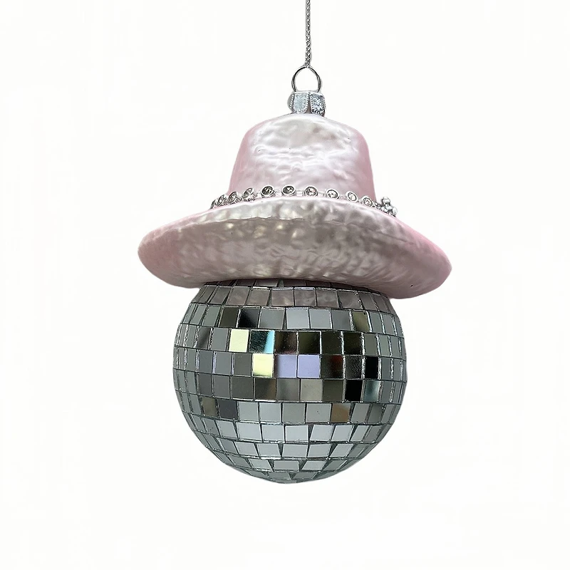 4.5" Disco Ball with Pink Hat Ornament by Ashland®