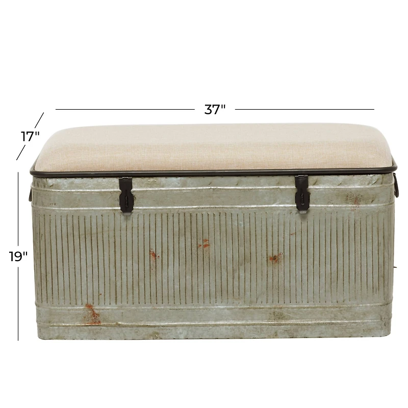 Gray Iron Farmhouse Bench, 19" x 37" x 17"