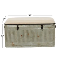 Gray Iron Farmhouse Bench, 19" x 37" x 17"