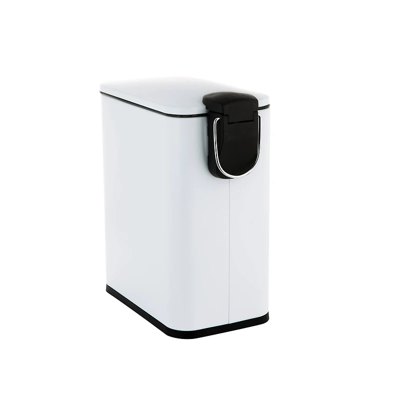 Simplify White 5L Slim Rectangular Pedal Trash Bin with Soft Close Lid