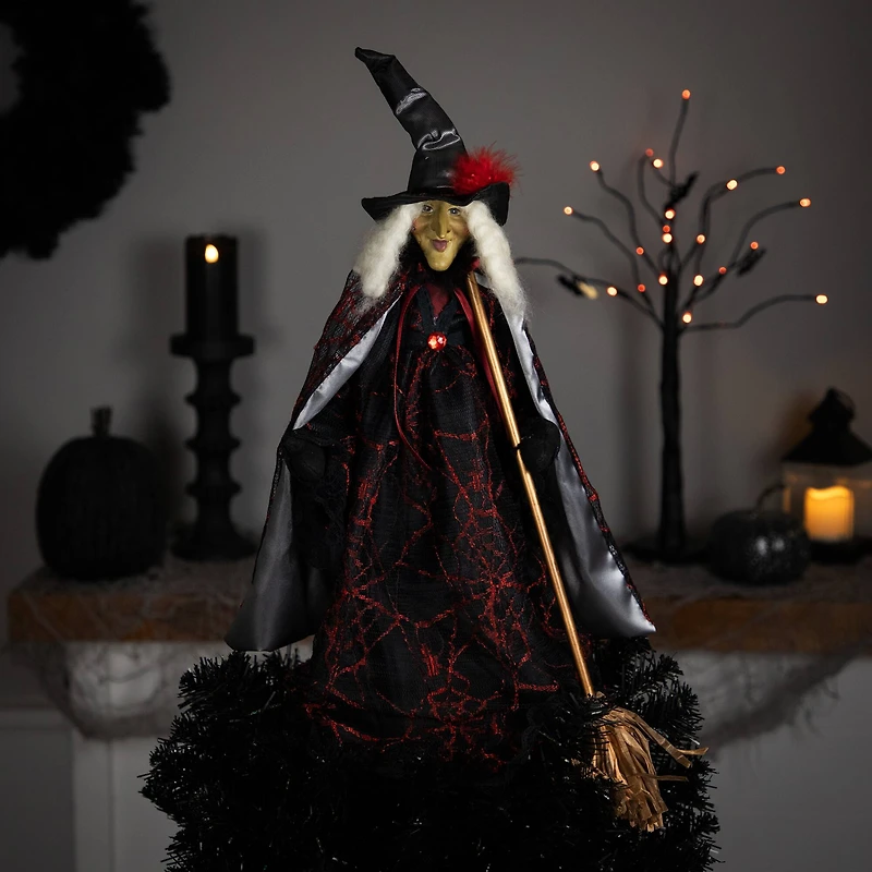 Victorian Style Witch with Broom Halloween Figure - 18"