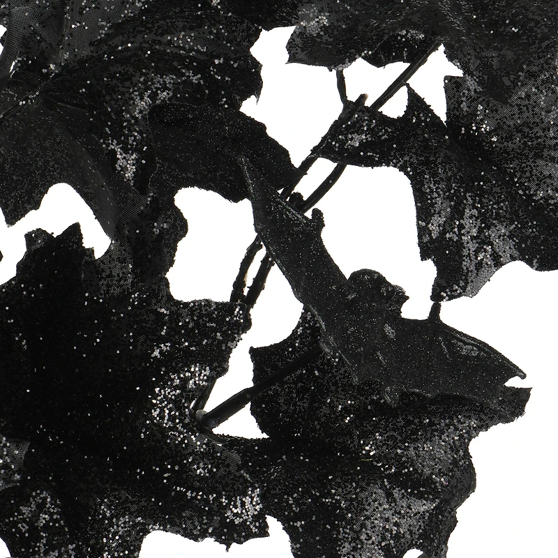 32" Black Glitter Maple Leaves Stem by Ashland®