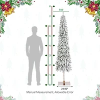 Glitzhome® 7.5ft Pre-Lit Flocked Artificial Christmas Tree, Warm White Lights