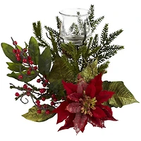 14" Poinsettia Candelabrum Artificial Arrangement