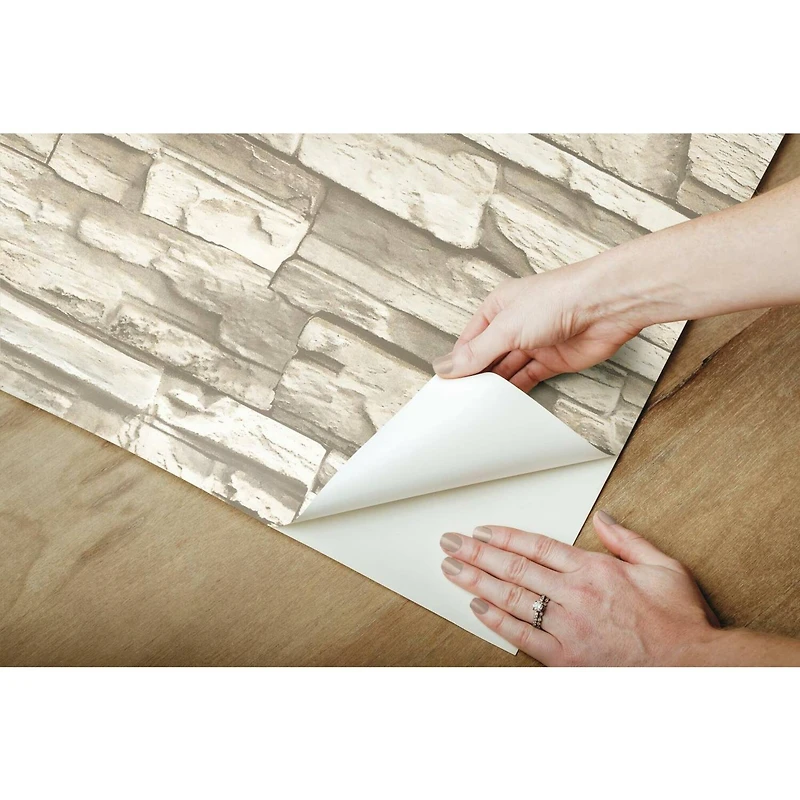 RoomMates Natural Stacked Stone Peel & Stick Wallpaper