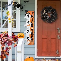 Glitzhome® 42"H Lighted Halloween Wooden Stacked Ghost Porch Sign with Timer
