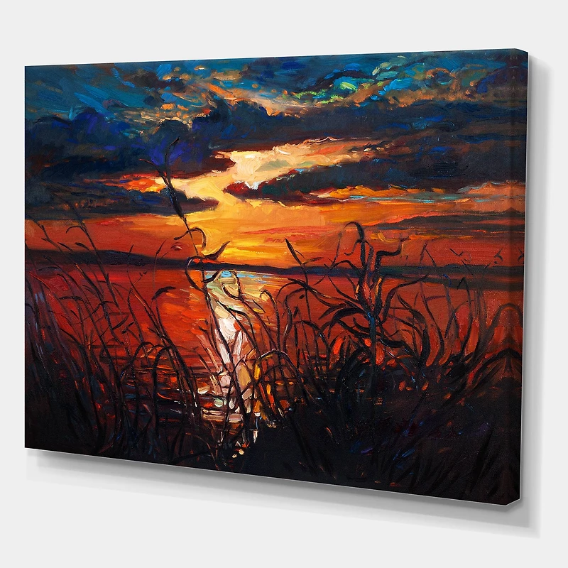 Designart - Romantic Sunset By Lakeside