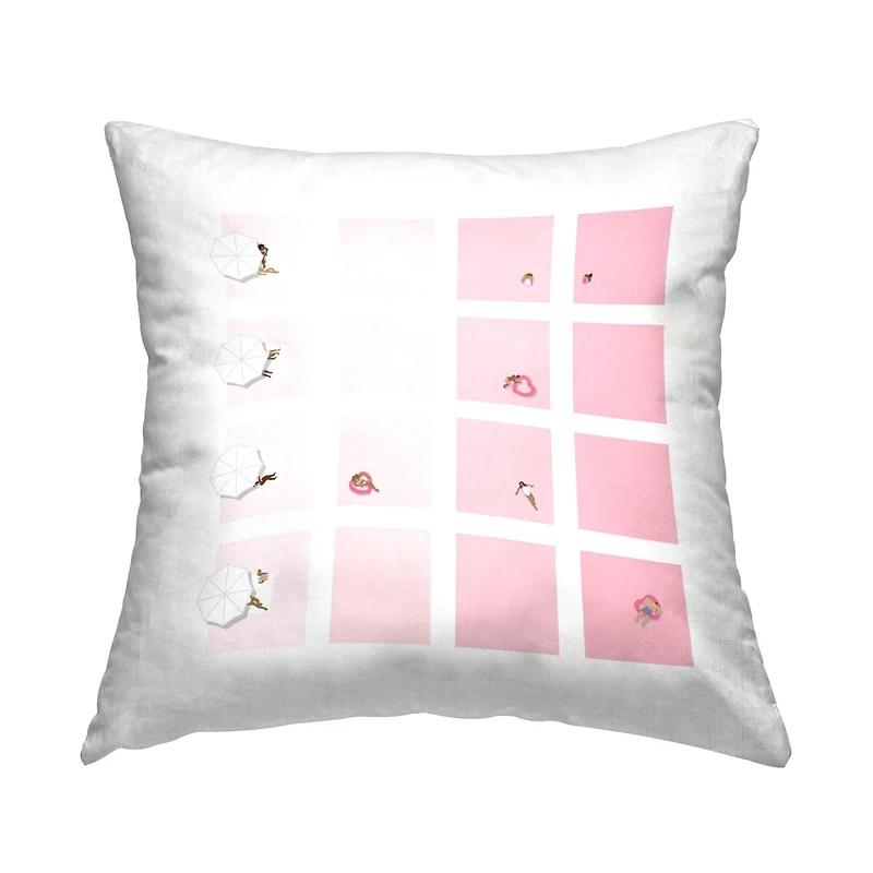 Stupell Industries Tropical Pastel Pink Summer Geometric Pools Throw Pillow, 18" x 18"