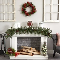 24" Plum Blossom Pine Wreath