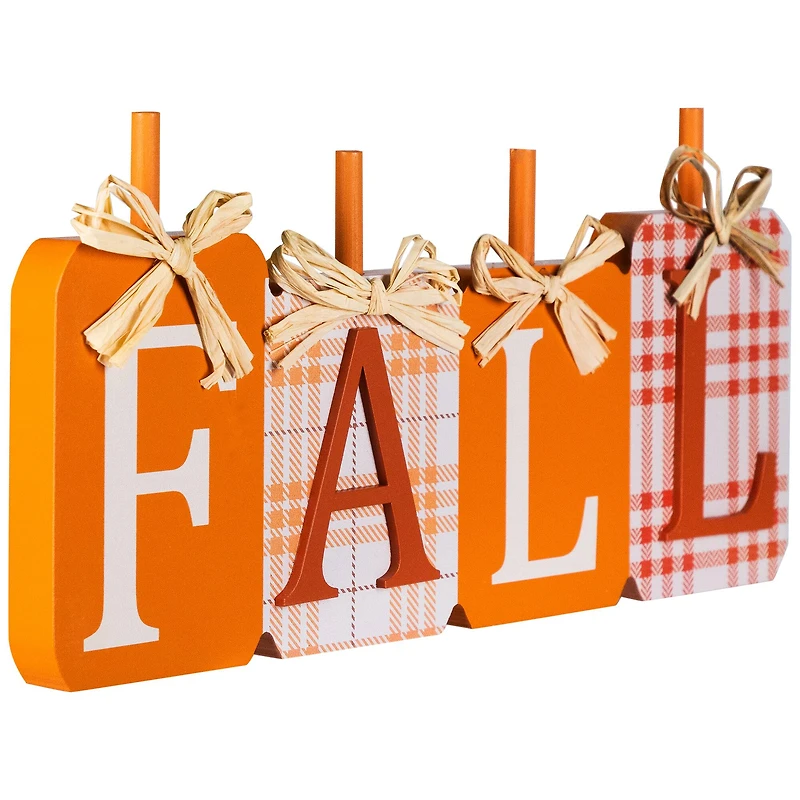 Plaid Pumpkins Wooden Fall Harvest Sign - 11"