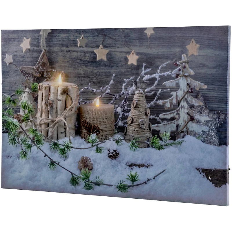 LED Lighted Country Rustic Winter Christmas Canvas Wall Art