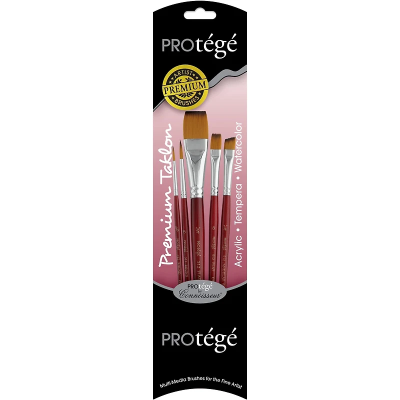 Protégé Premium Taklon Short Handle 5 Piece Brush Set