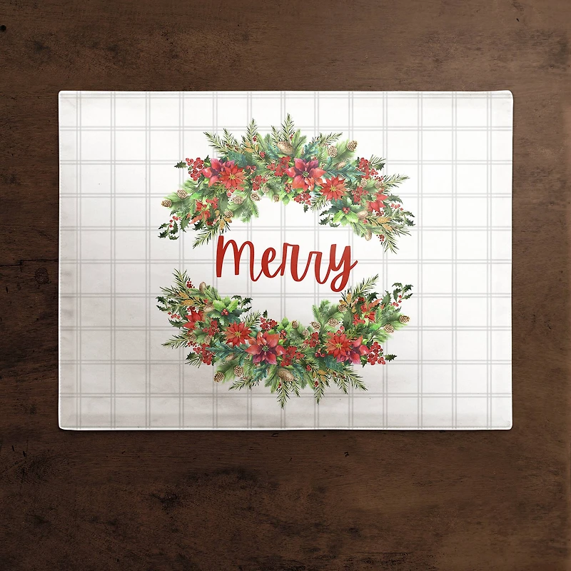 Merry Holly Wreath Cotton Twill Placemat