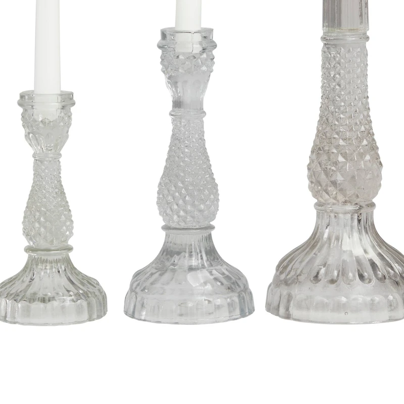 Clear Glass Candle Holder Set