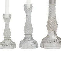Clear Glass Candle Holder Set