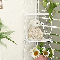 12" White Stone Farmhouse Dog Garden Sculpture