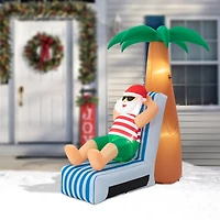 Glitzhome® 6ft. LED Lighted Santa Under Coconut Tree Inflatable Décor