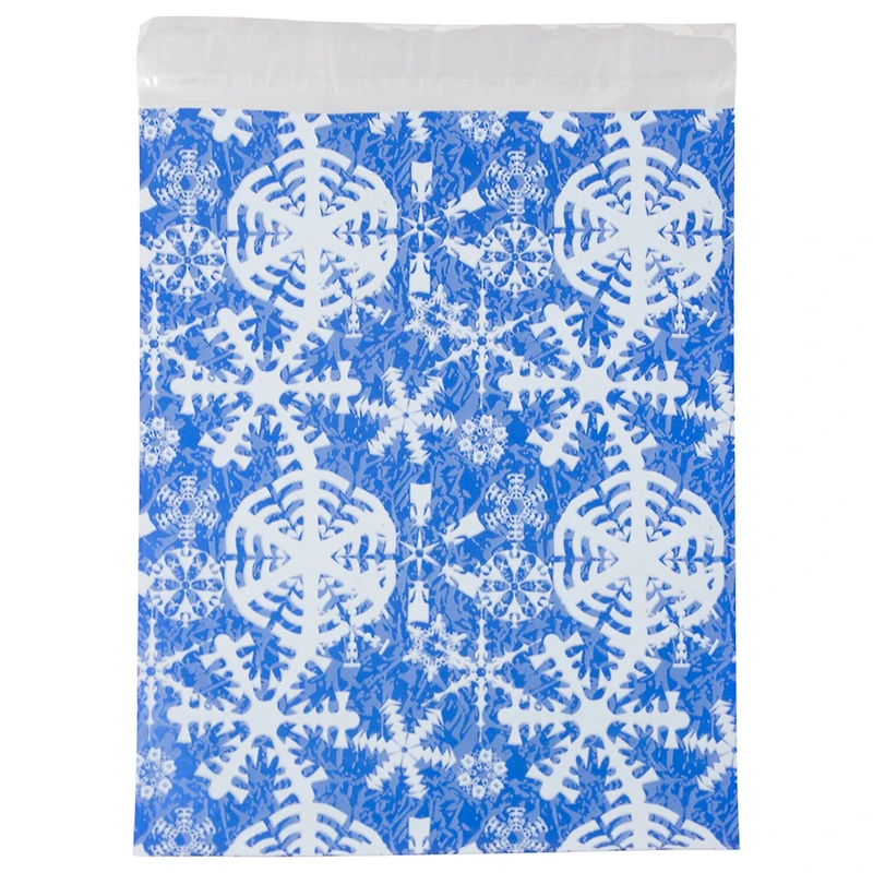 JAM Paper Blue & White Snowflakes Open End Catalog Premium Foil Envelopes