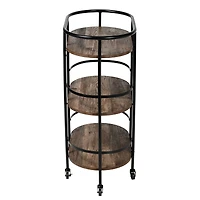Honey Can Do 3-Tier Black & Rustic Brown Rolling Bar & Serving Cart