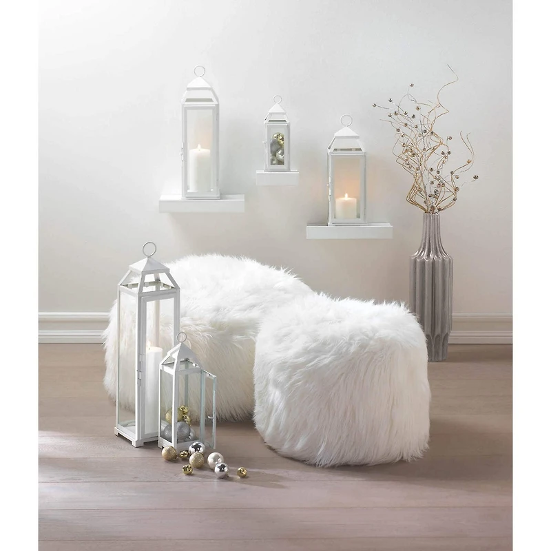 16" Country White Open Top Lantern