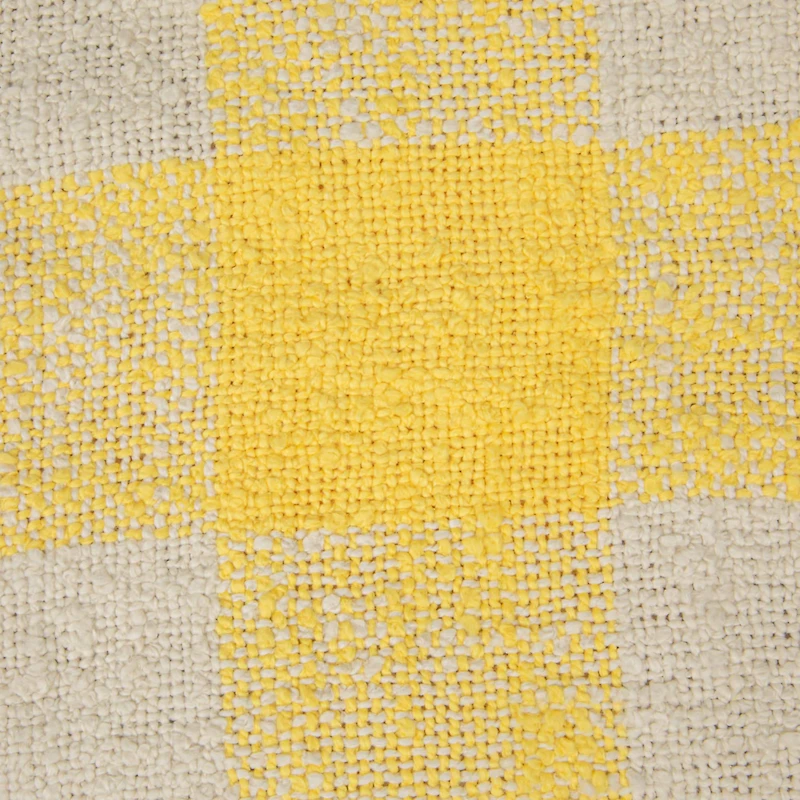 Hello Honey® Yellow & Cream Plaid Hand-Woven Cotton Throw with Fringe