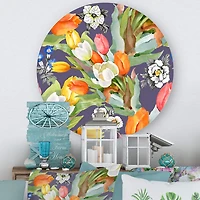 Designart - Blooming White and Orange Tulips VI