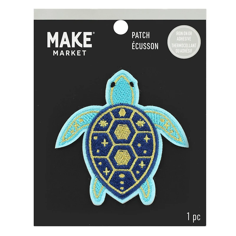 Iron-On & Adhesive Blue Turtle Embroidered Patch by Make Market®