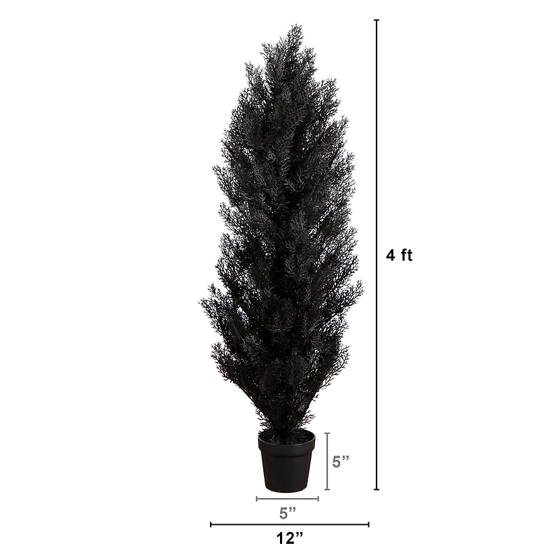 4ft. UV Resistant Artificial Halloween Black Cedar Tree (Indoor/Outdoor)