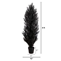 4ft. UV Resistant Artificial Halloween Black Cedar Tree (Indoor/Outdoor)