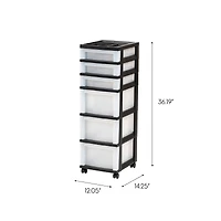 IRIS Black 6-Drawer Storage Cart With Organizer Top