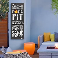 Welcome to the Firepit Outdoor Canvas Art Print - 16"x48"