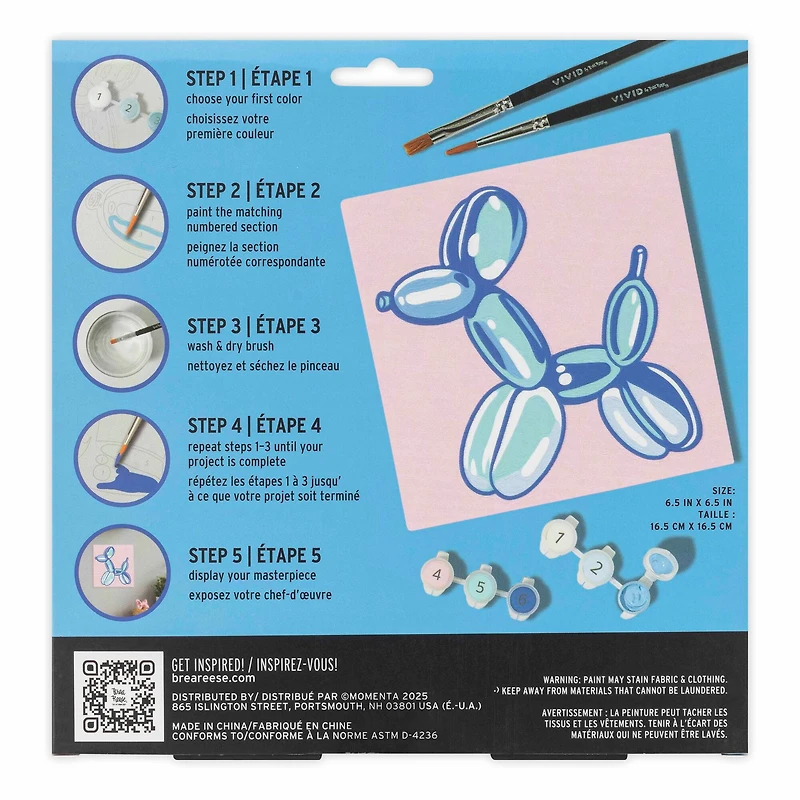 VIVID by Brea Reese® Balloon Dog Acrylic Paint-by-Number Kit