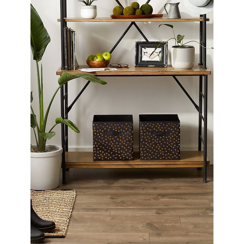 DII® 11" Black & Gold Dots Storage Cube, 2ct.