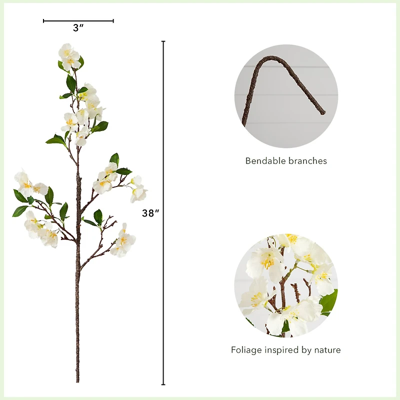 38" White Blossom Flower Stems, 3ct.